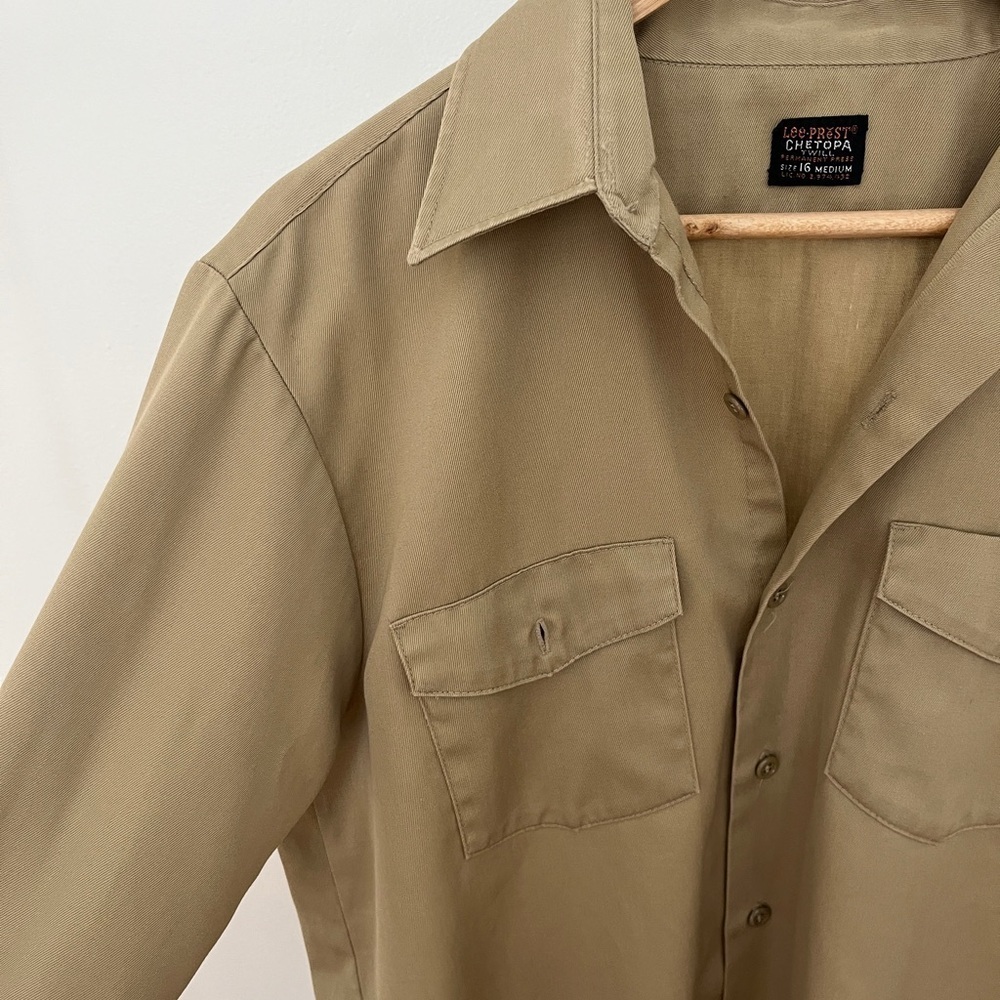 Vintaeg Lee-Prest Chetopa Work Shirt - Twill Long Sleeve Tan Button Up Size 16M - Picture 4 of 4